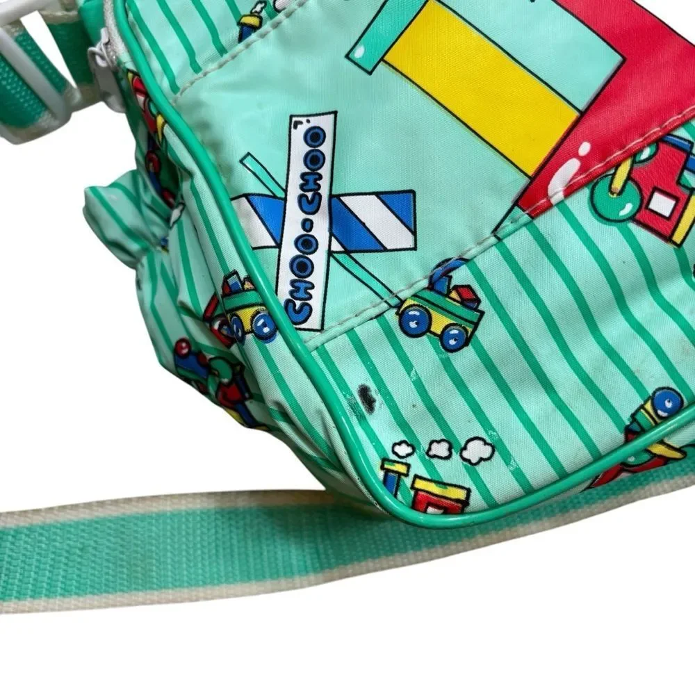 Rare Vintage Cutie‎ Pie Green Pinstripe Choo Choo Mini Diaper Bag